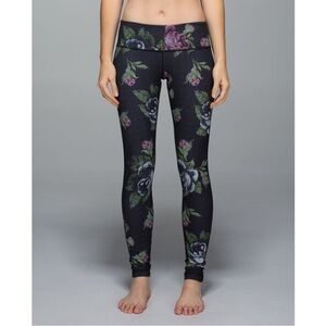 LULULEMON 35.5”Wunder Under Pant Full-On Luon Garden Party Smooth Silver Black 4